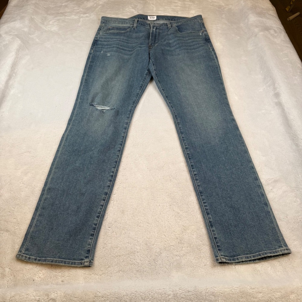 Hudson Blake Riff Men's Jeans Blue Distressed Straight Leg Size 36‎